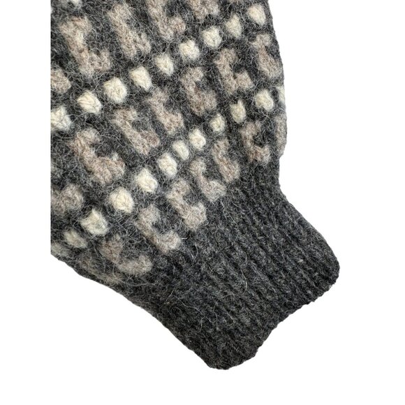 Vintage Traverse Bay Woolen Co. 100% Pure Wool Checkerboard Sweater Gray Tan - Picture 12 of 12